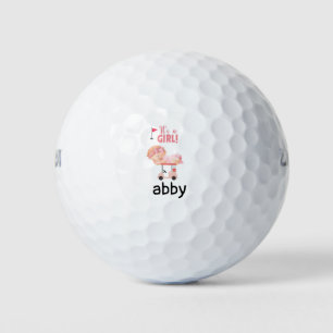 Golf Baby girl on golf cart pink theme Balls