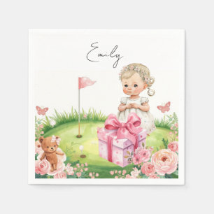 Golf Baby Girl on Putting green Napkin