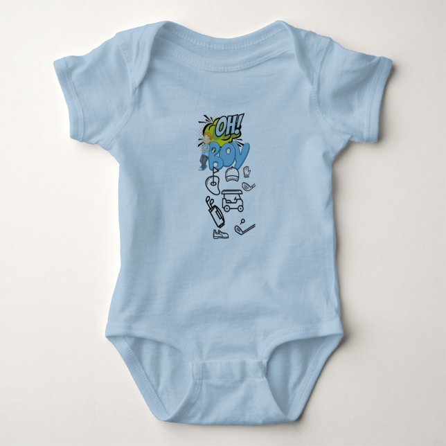 Golf baby on blue background baby bodysuit (Front)