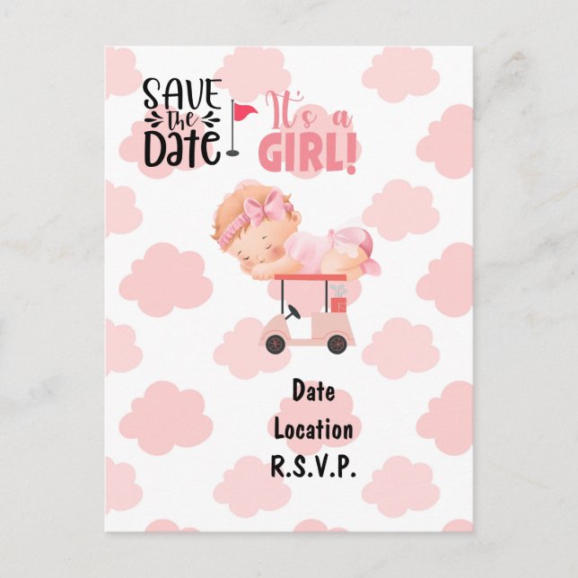 Golf baby shower baby girl golfer pink themed postcard (Front)