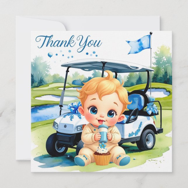Golf Baby Shower Boy themed  Thank You Card (Front)