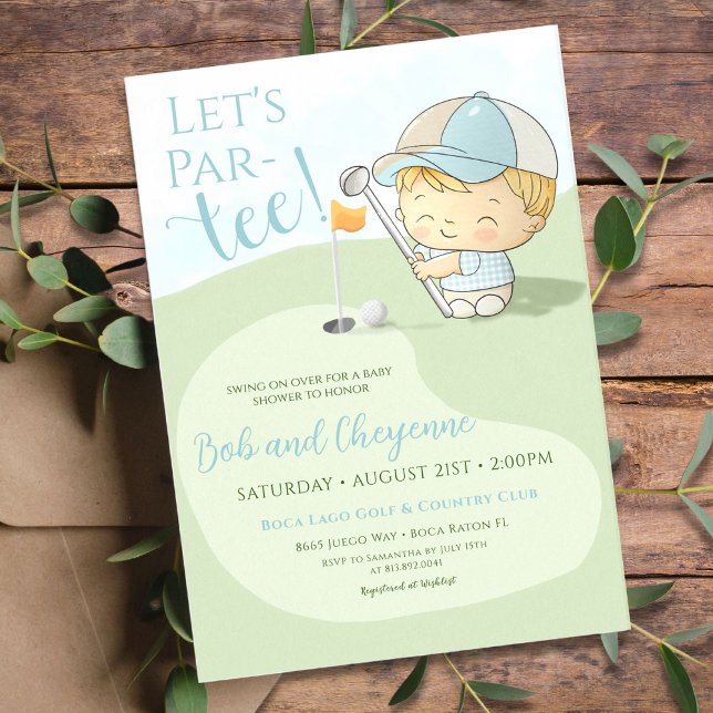 Golf Baby Shower Cute Boy Par-Tee Coed Party  Invitation (Creator Uploaded)