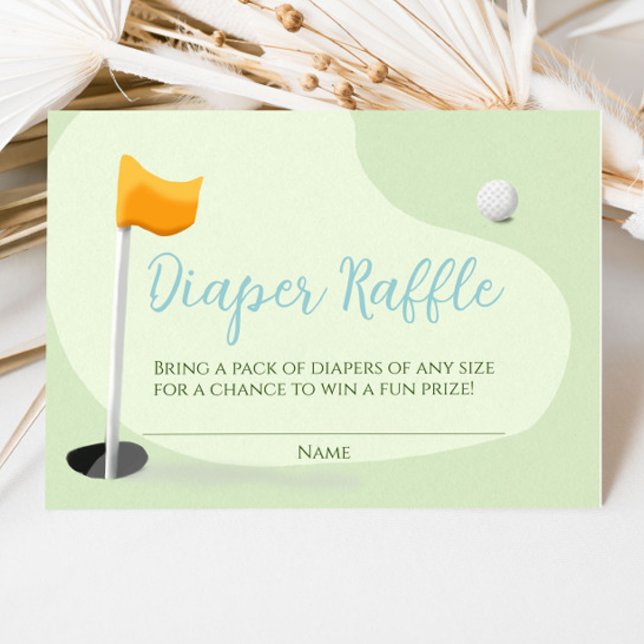 Golf Baby Shower Cute Boy Par-Tee Diaper Raffle Enclosure Card (Creator Uploaded)