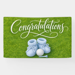 Golf Baby Shower for boy ball on green grass Banner