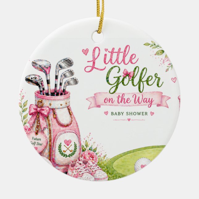 Golf Baby shower for girl  Ceramic Tree Decoration (Front)