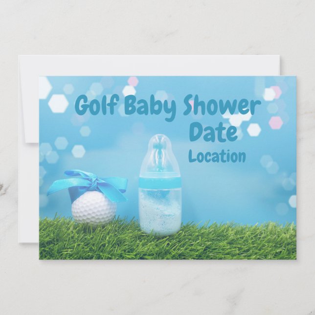 Golf baby Shower with golf ball and milk bottle Invitation (Front)