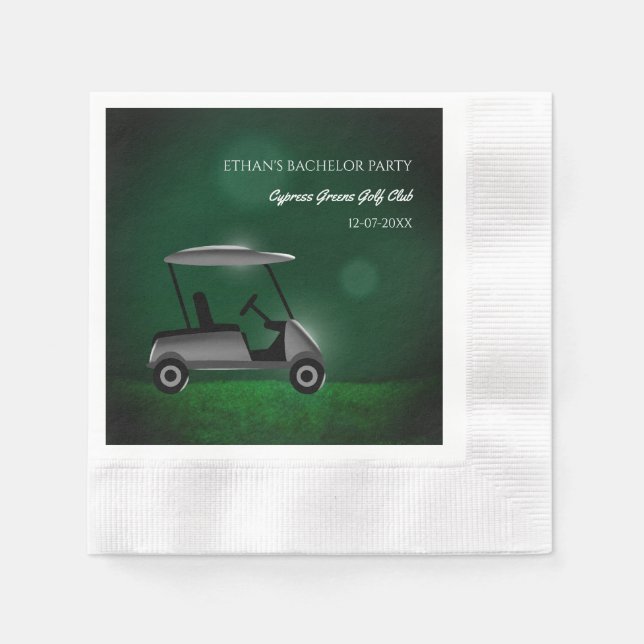 Golf Bachelor Party Golfers Party Green golf cart Napkin (Front)