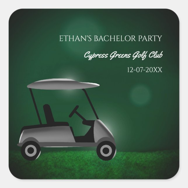 Golf bachelor party - golfing trip - green golf square sticker (Front)