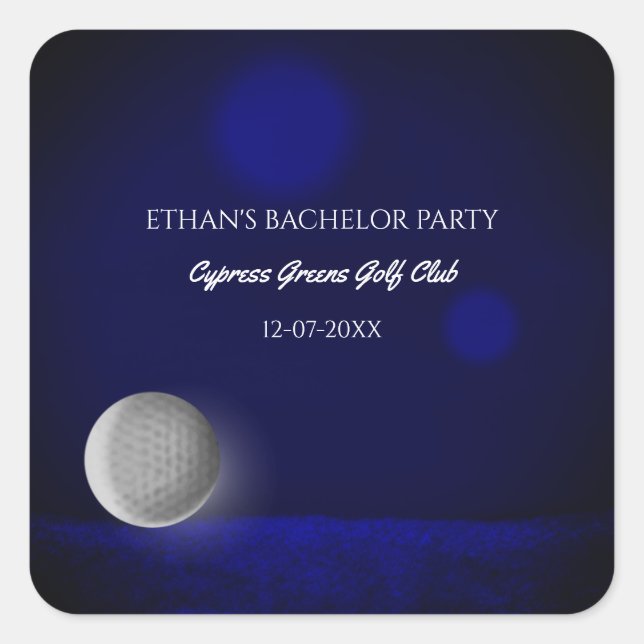 Golf bachelor party - golfing trip Navy blue golf Square Sticker (Front)