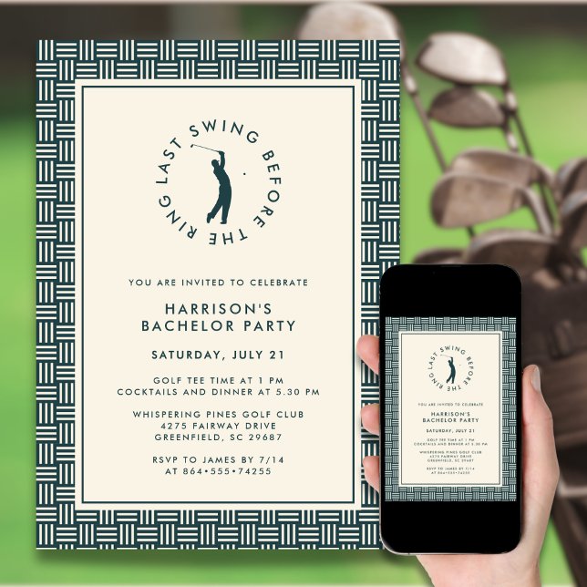 Golf Bachelor Party Last Swing Before the Ring  Invitation (Creator Uploaded)