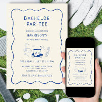 Golf Bachelor Party Last Swing Hand Drawn Blue