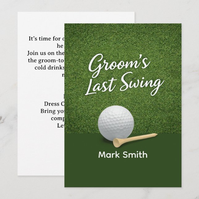 Golf Bachelor Party on Green  Invitation (Front/Back)