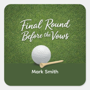 Golf Bachelor Party on Green Square Sticker