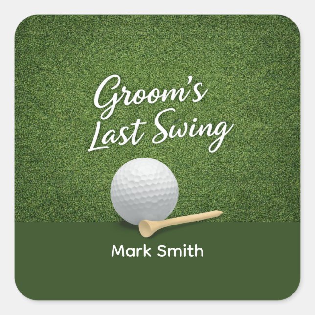 Golf Bachelor Party on Green  Square Sticker (Front)