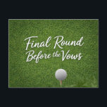 Golf Bachelor themed on green grass Postcard<br><div class="desc">Celebrate the groom’s final round in style with this golf bachelor themed postcard featuring a classic golf ball on lush green grass. Clean, simple, and country club inspired, this design is perfect for announcing a golf bachelor weekend, destination golf trip, or groom’s pre-wedding celebration. The fresh fairway background gives a...</div>