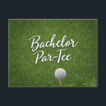 Golf Bachelor themed on green grass Postcard<br><div class="desc">Celebrate the groom’s final round in style with this golf bachelor themed postcard featuring a classic golf ball on lush green grass. Clean, simple, and country club inspired, this design is perfect for announcing a golf bachelor weekend, destination golf trip, or groom’s pre-wedding celebration. The fresh fairway background gives a...</div>