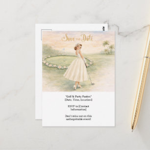 Golf Bachelorette woman golfer is golfing Postcard
