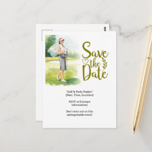 Golf  Bachelorette woman golfer is golfing Postcard