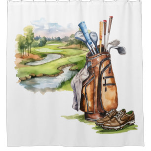 Golf bag for golfer shower curtain