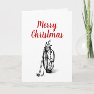 Golf Bag Golf Clubs Black Holiday Card