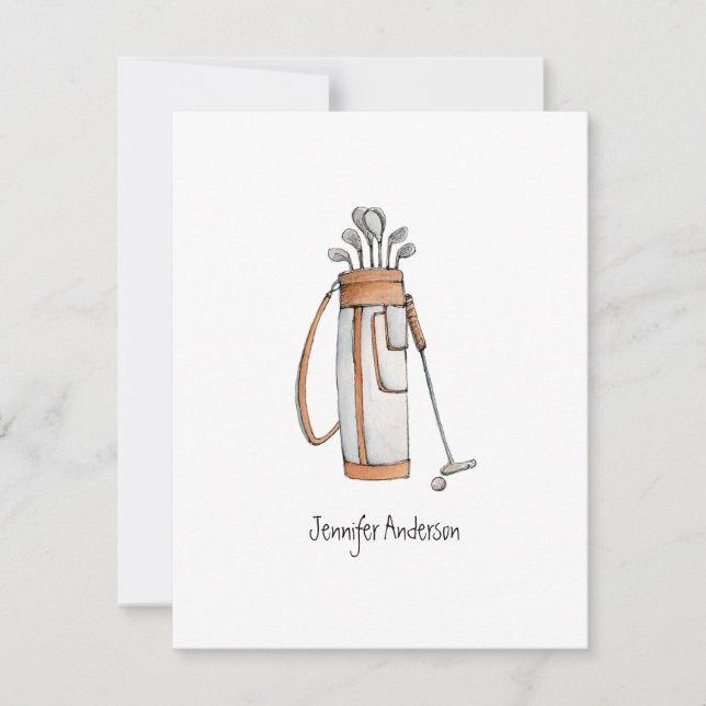 Golf bag golfers flat Thank You Card (Front)
