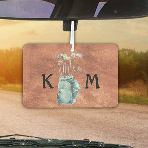 Golf Bag Monogram Personalised Modern Golfer Car Air Freshener