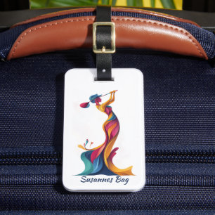 Golf Bag Tag, Lady Silhouette, bunt, elegant Luggage Tag