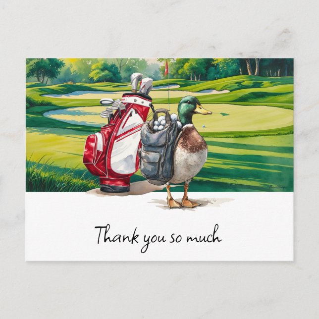 Golf  Bag thank you card golf course watercolor (Front)