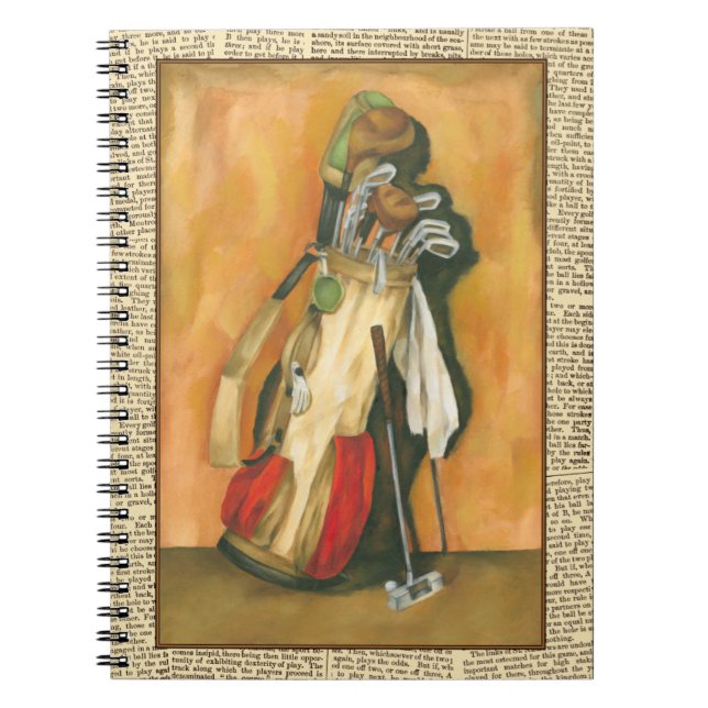 Golf Bag with Glove by Jennifer Goldberger Spiral Notebook (Front)