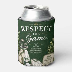Golf bag with text on green can cooler