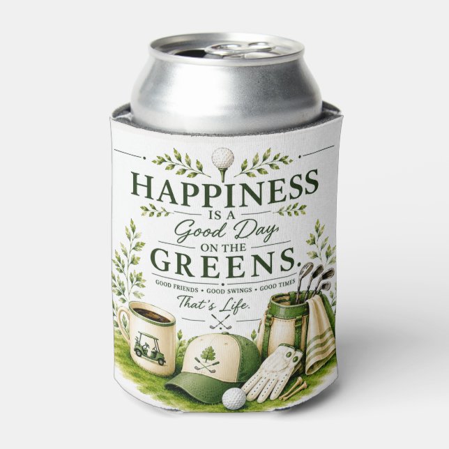 Golf bag with text on green can cooler (Can Front)