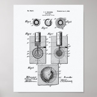 Golf Ball 1902 Patent Art - White Paper Poster