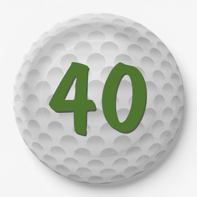 Golf Ball 40th Birthday  Paper Plate (Front)
