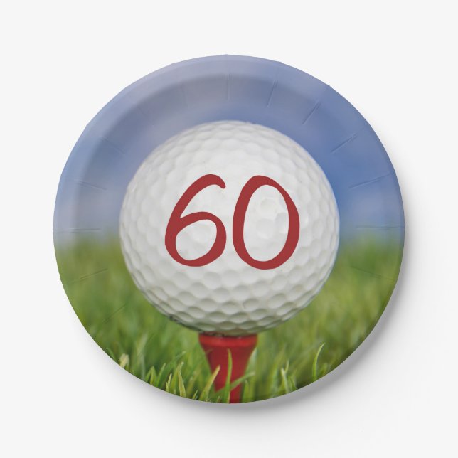 Golf ball 60th birthday paper plate (Front)