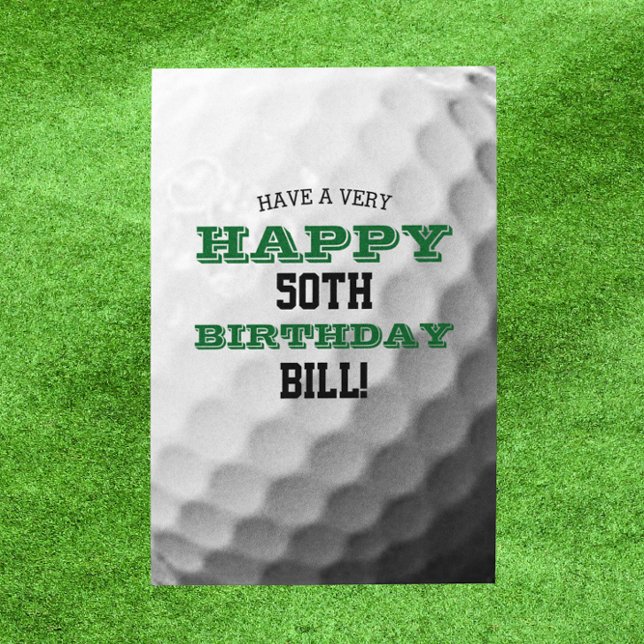 Golf Ball Add Your Name and Year Birthday Card (Creator Uploaded)