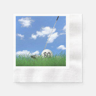 golf ball and club for 80th birthday napkin
