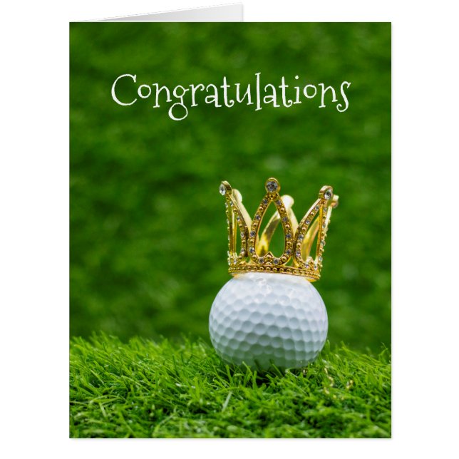 Golf ball and diamond crown congratulations golfer (Front)