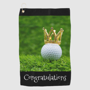 Golf ball and diamond crown congratulations golfer towel