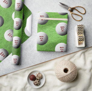 Golf Ball and Fairway Personalized Wrapping Paper