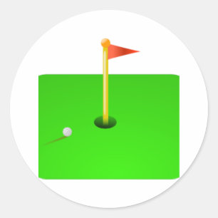 Golf Ball and Golf Flag Classic Round Sticker