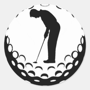GOLF BALL AND GOLFER CLASSIC ROUND STICKER