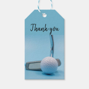 Golf ball and Iron on blue Thank you Gift Tags