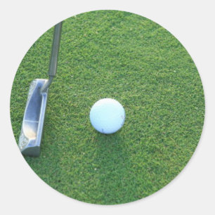 Golf, ball and putter classic round sticker