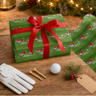 Golf ball and Santa hat for golfer Christmas Wrapping Paper