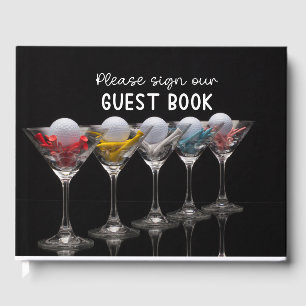 Golf ball and tee for golfer party guest book