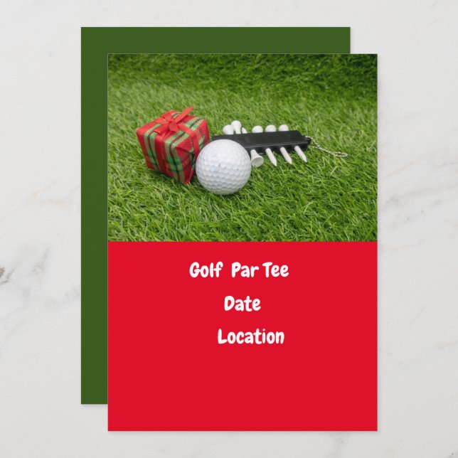 Golf ball and tee Happy New Year Par tee golfer Invitation (Front/Back)