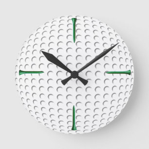 Golf ball and tee round clock