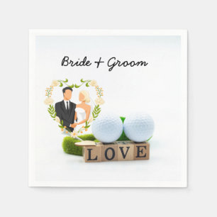 Golf ball and Tee with LOVE Golfer Wedding Napkin