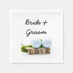 Golf ball and Tee with LOVE Golfer Wedding Napkin