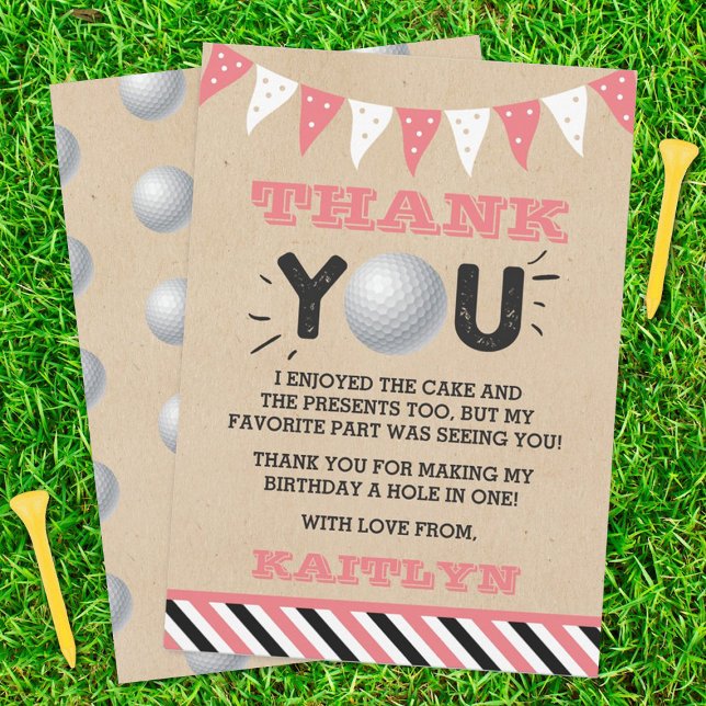 Golf Ball Any Age Birthday Thank You Card (Creator Uploaded)